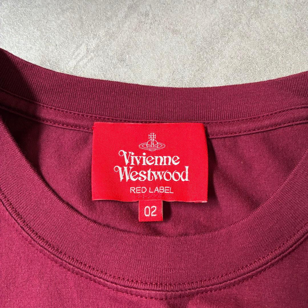 美品✨Vivienne Westwood刺繍ロゴ長袖Tシャツ バーガンディ02