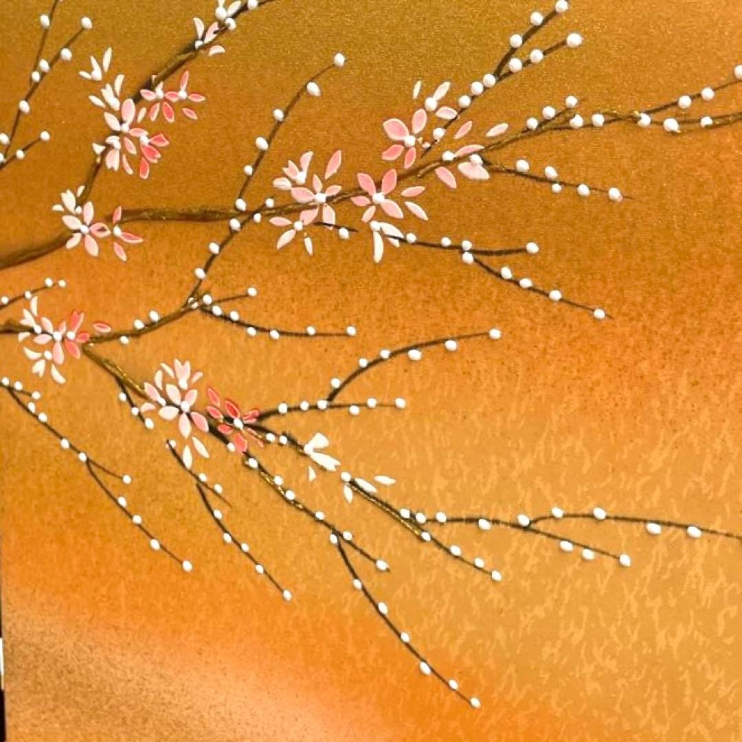 雛人形　桃の節句　桜の三つ折り屏風 雛祭り用　手書き小米桜