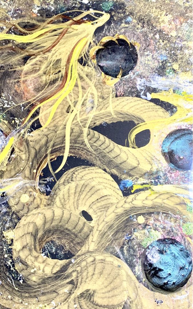 【一筆龍エネルギーアート】　辰　隕石　絵　絵画　龍　龍神　置物　開運　竜