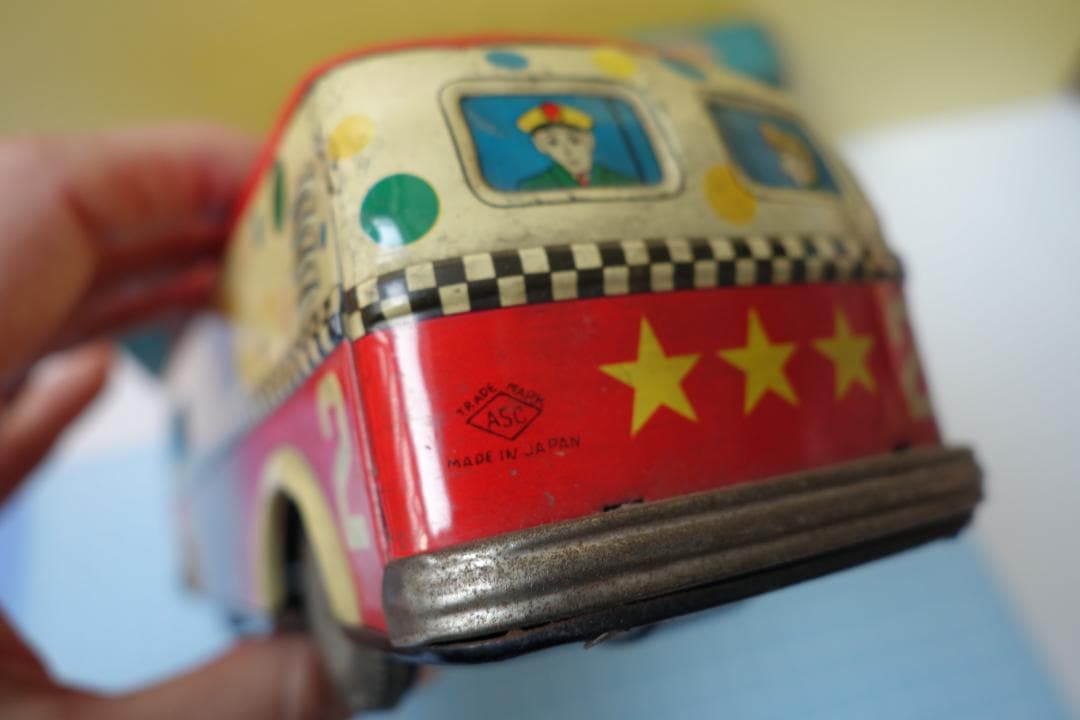昭和レトロ　アオシン製　カーニバルバス　部品欠品　箱有　当時物　ブリキのおもちゃ