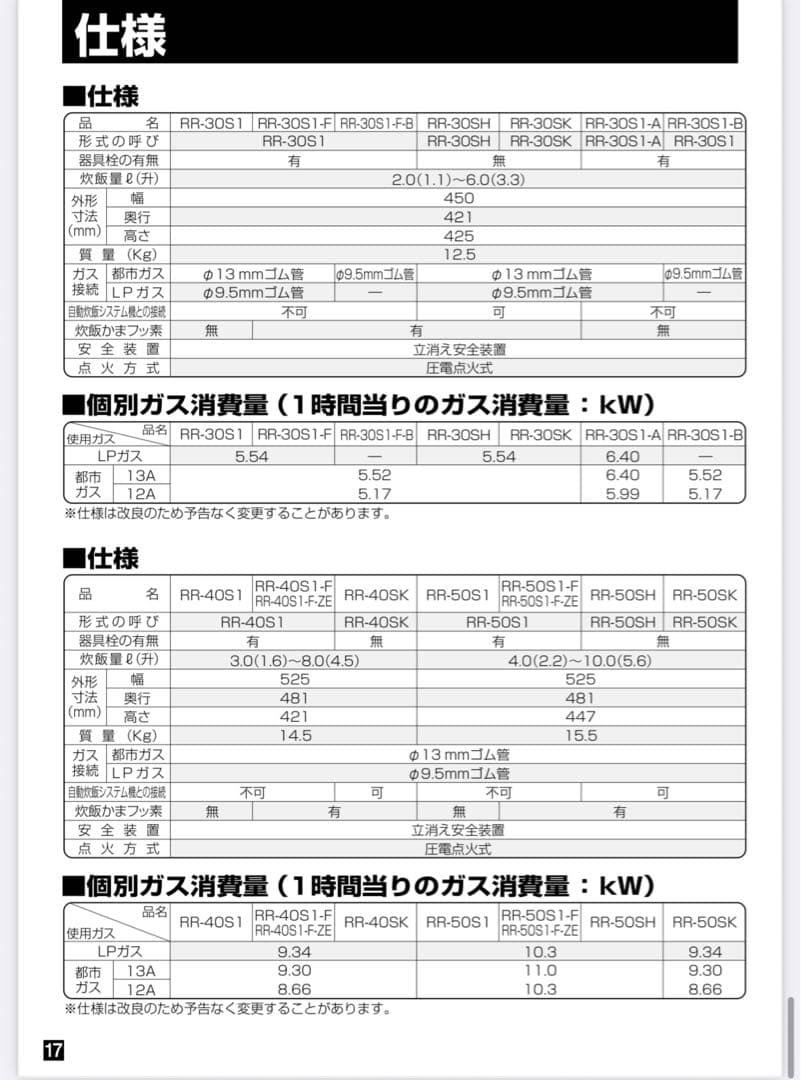 Rinnai製の高出力炊飯器 炊飯量6L(3.3升) LPガス仕様