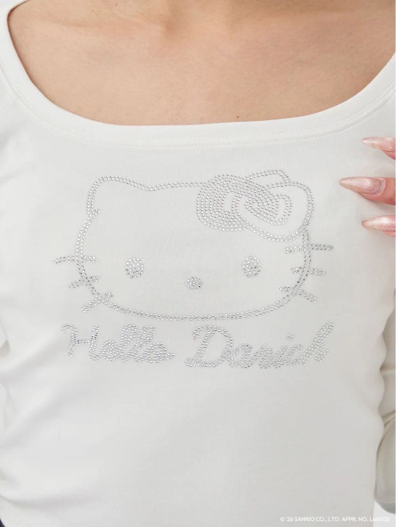 新品タグ付 ダーリッチ Hello DarichコンパクトロングTシャツ 白