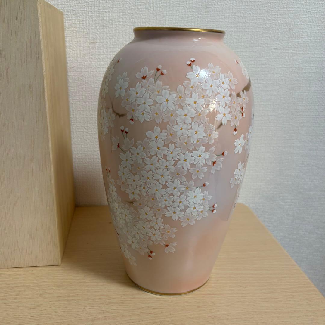 有田焼 香蘭社 吉野桜 花瓶 花器 骨董 フラワーベース　花びん　新品花台付