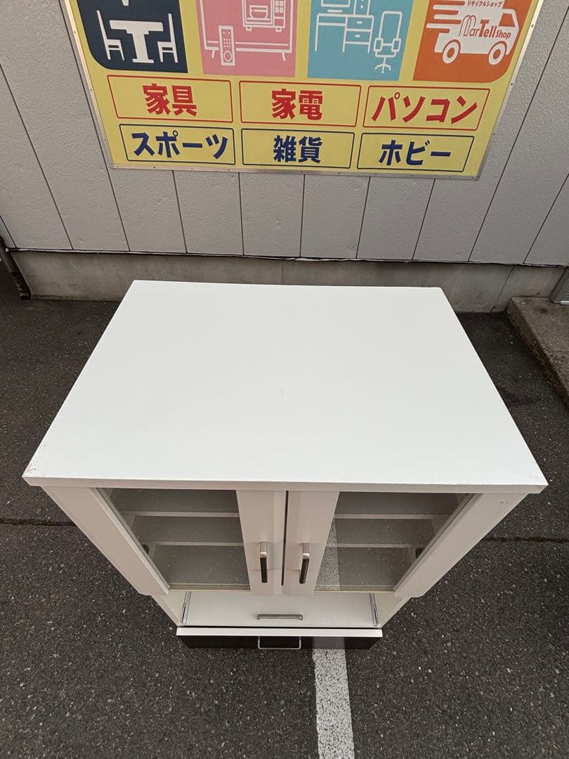 レンジボード 食器棚 ホワイト x ブラック