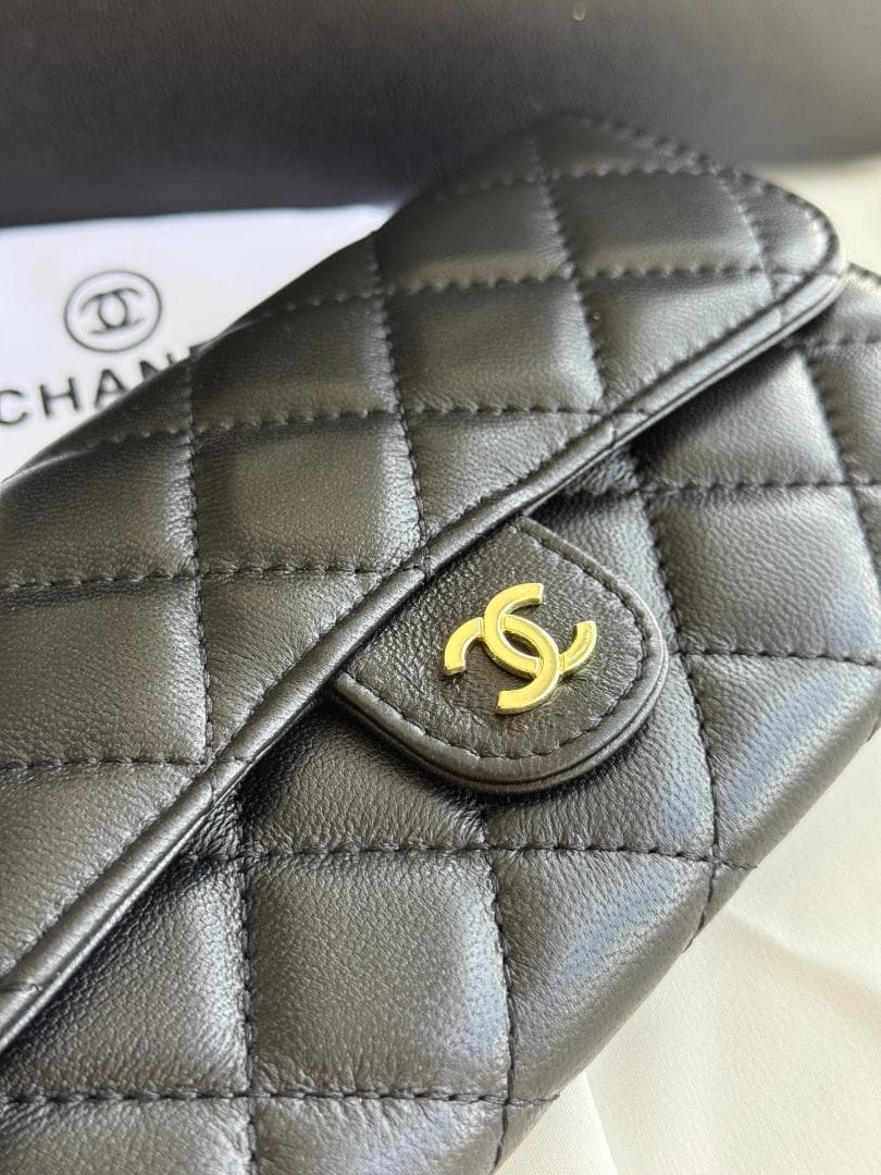 CHANEL ブラック レザー 長財布