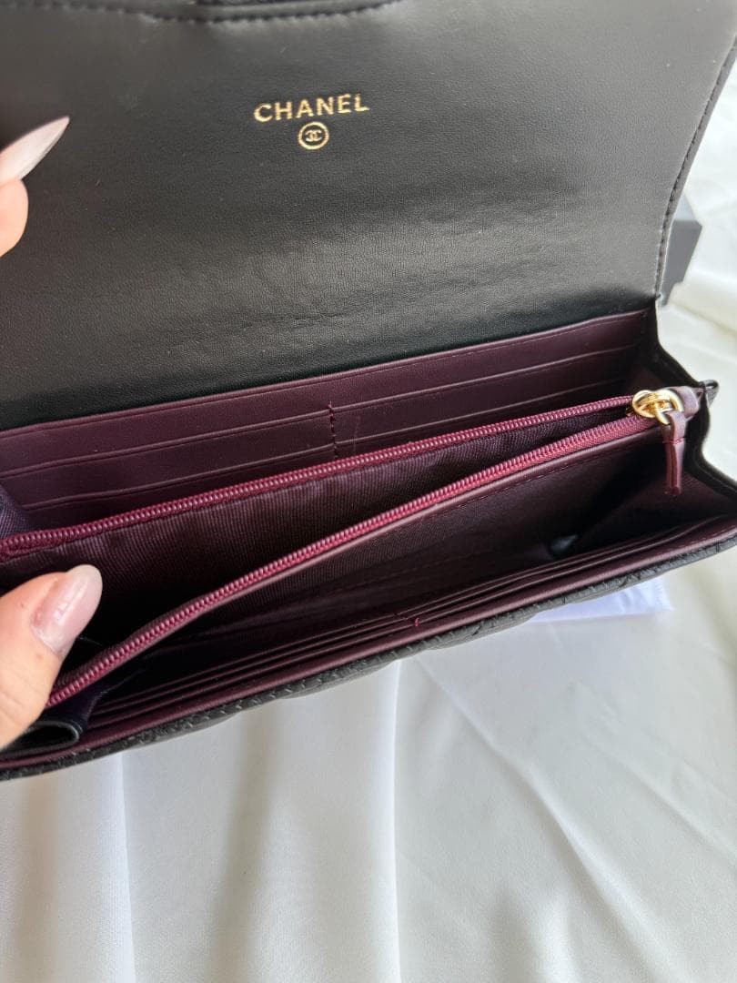 CHANEL ブラック レザー 長財布