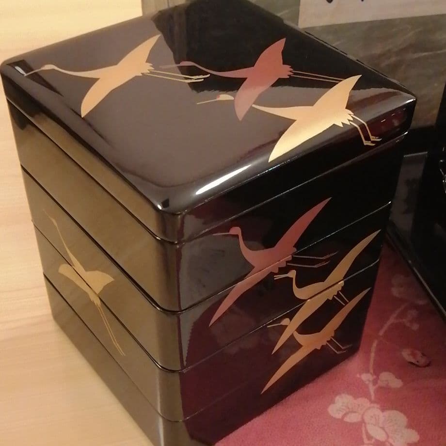 鶴お屠蘇セット天然木うるし漆器