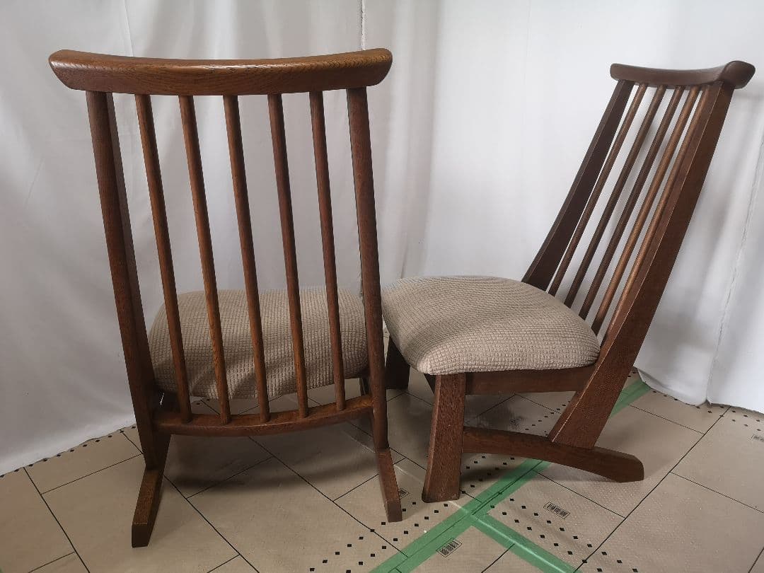 【美品 オーク無垢材 飛騨高山 飛騨清見工房 リビングチェア 2脚セット】