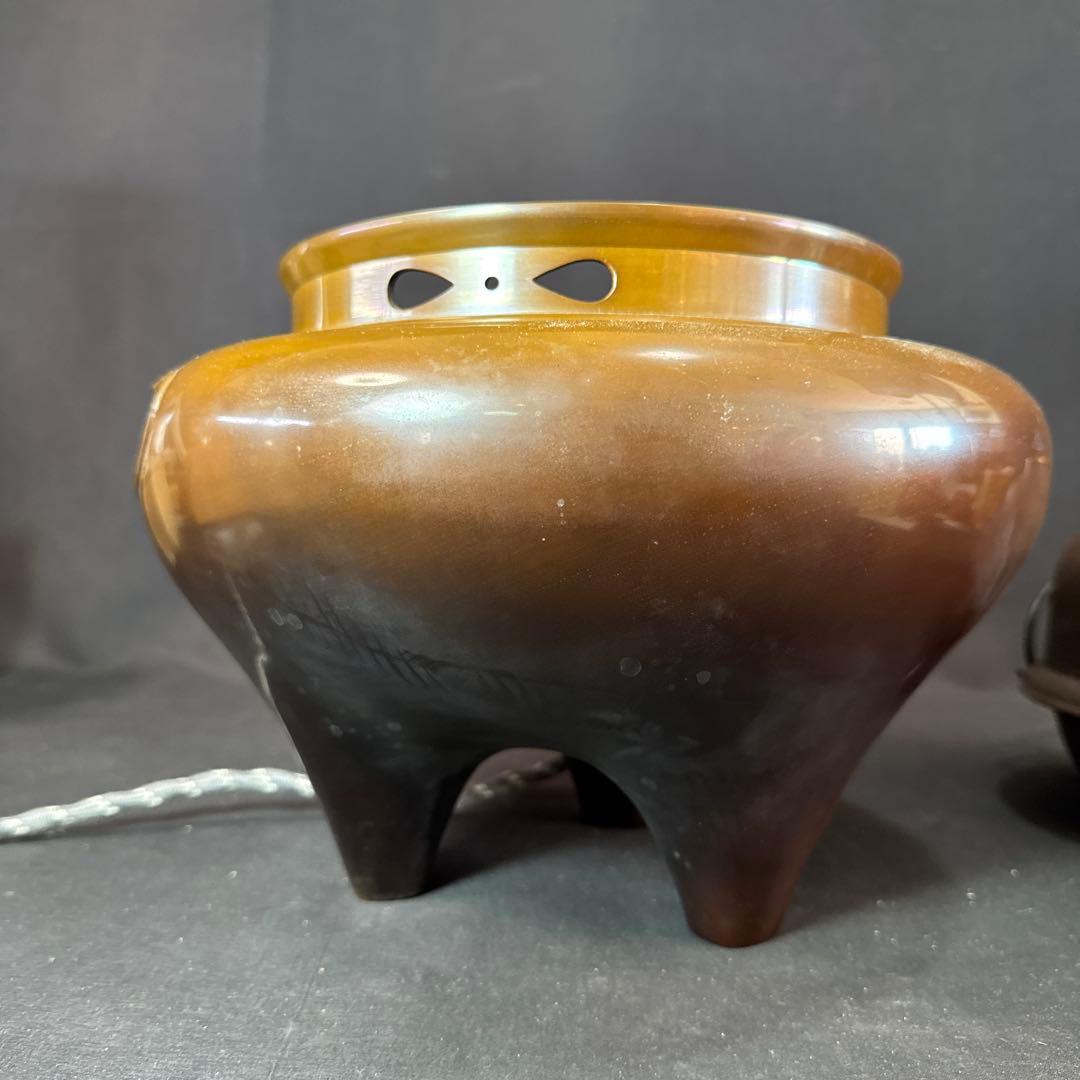 H27 送料無料　唐銅　朝鮮釜　茶釜　茶室　茶道具　木箱　電熱器　畠春齋　風炉