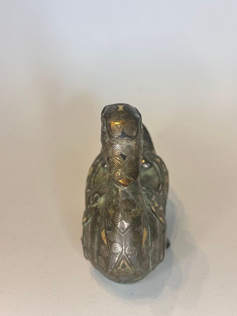 最終価格！【稀少品】中国古董 戦国時代 青銅製 鎏金錯金銀 ガチョウ置物