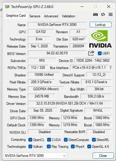 MSI RTX3090 SUPRIM 完動品