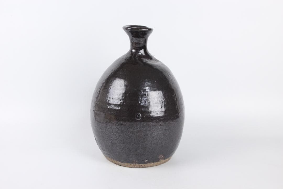中国美術 　宋代 建窯 油滴釉 瓶 天目 古陶磁 時代物 台付 ED5-11