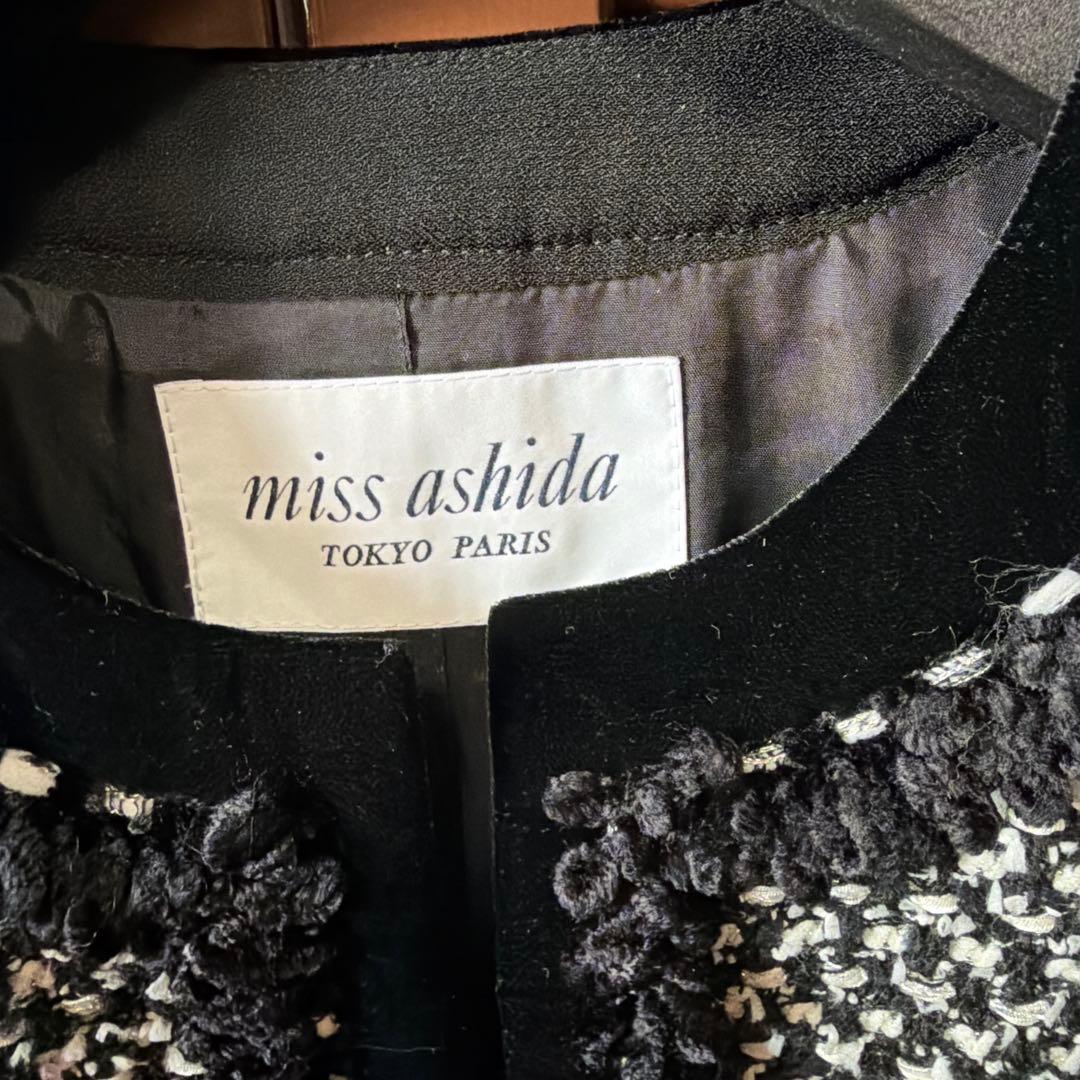 miss ashida ノーカラーツイードジャケット
