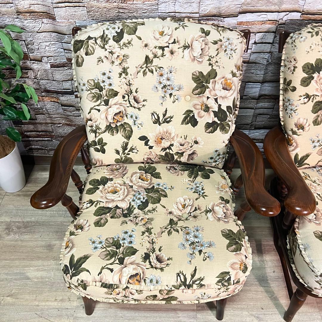 ꧁カリモク家具 karimoku꧂コロニアルシリーズ ソファセット アーム 花柄