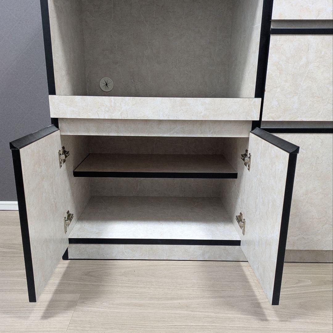 大川家具 日本製 キッチンカウンター ストーンホワイト 完成品