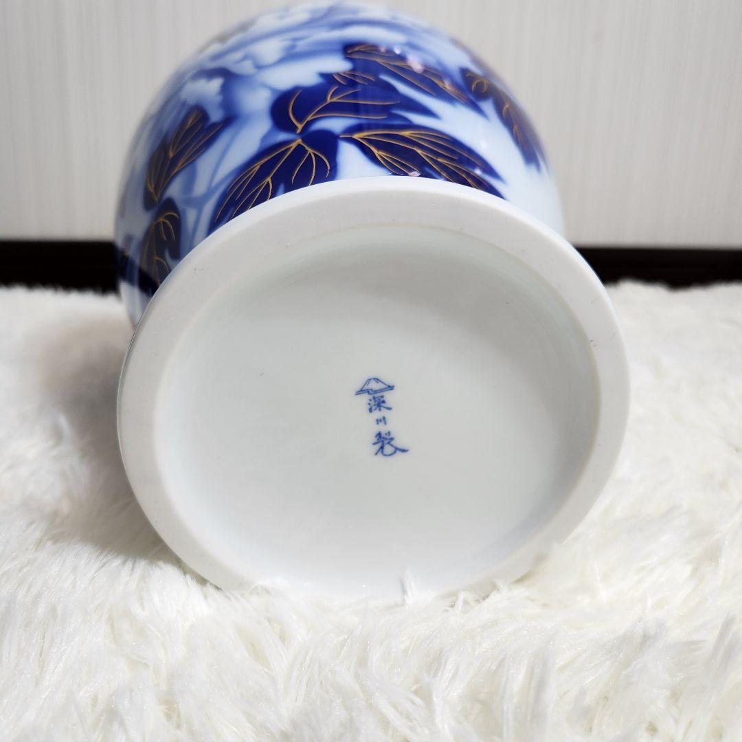 【メーカー販売価格66,000円】深川製磁 牡丹 冠付 １１号 花生 箱付き