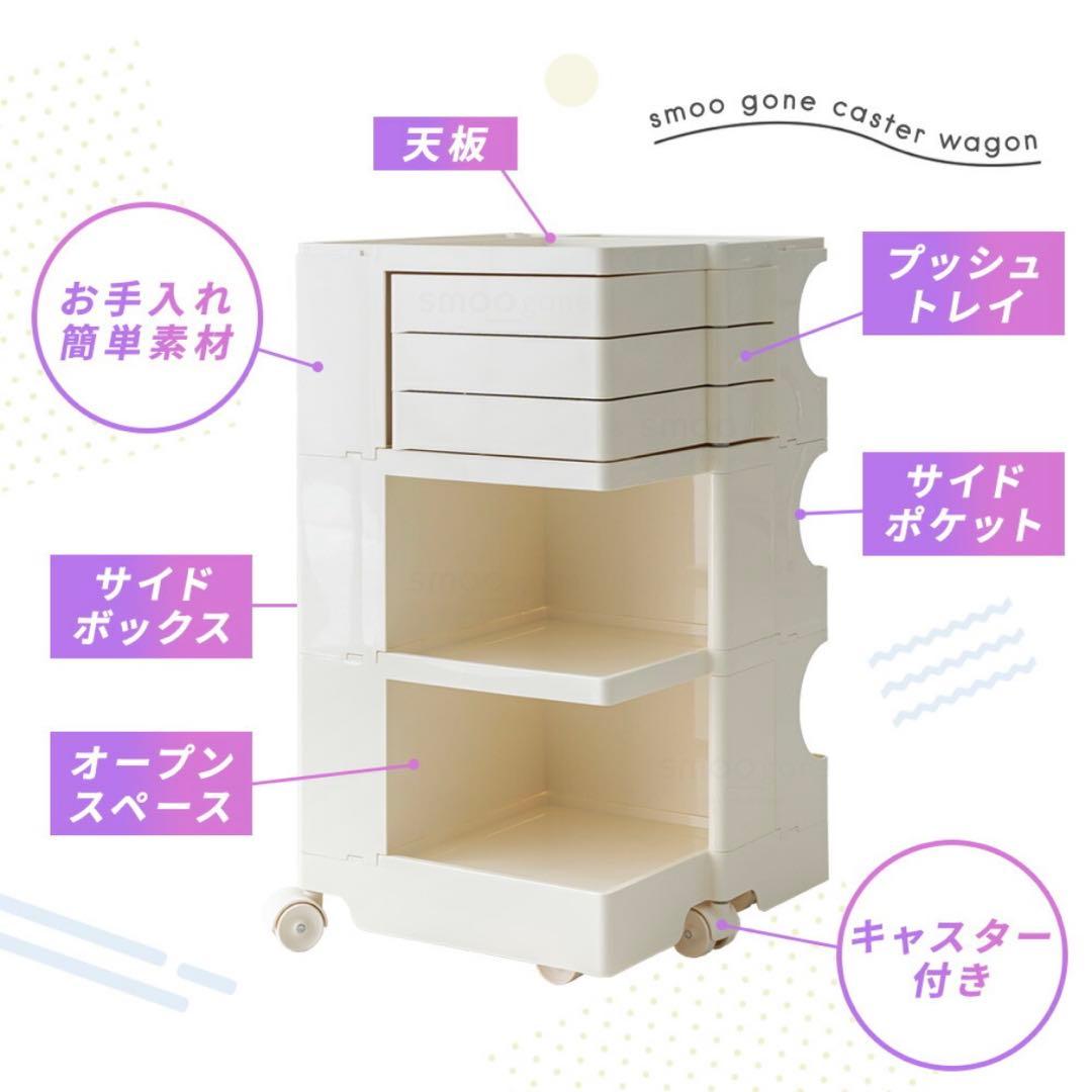 【新品・未使用】最終値下げ✨ホワイト キャスター付き収納ワゴン