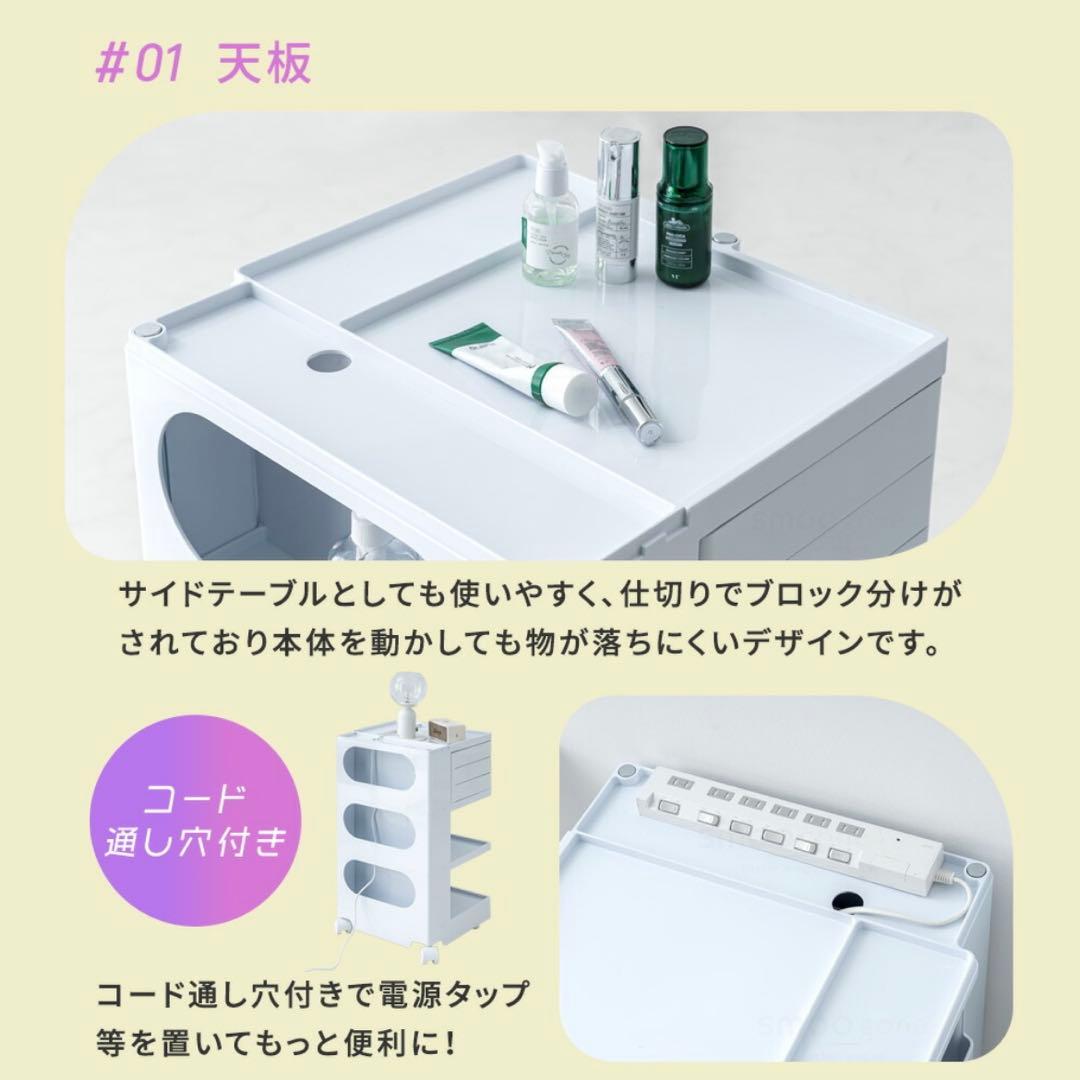 【新品・未使用】最終値下げ✨ホワイト キャスター付き収納ワゴン