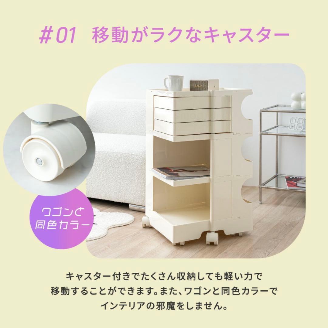 【新品・未使用】最終値下げ✨ホワイト キャスター付き収納ワゴン