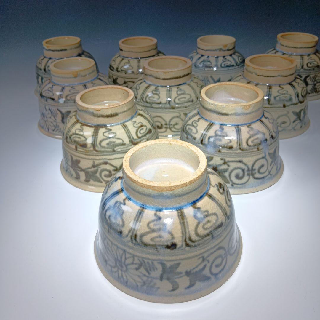 値下げ茶道具　楽山窯造　安南数茶碗10客　 美品　共箱
