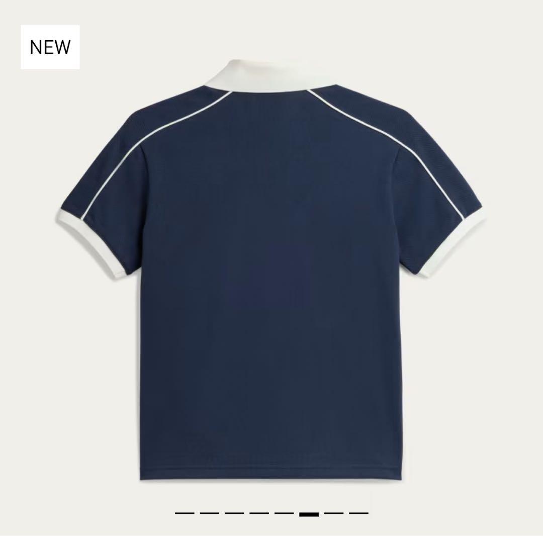 adidas SPORTY & RICH ネイビー ポロシャツ