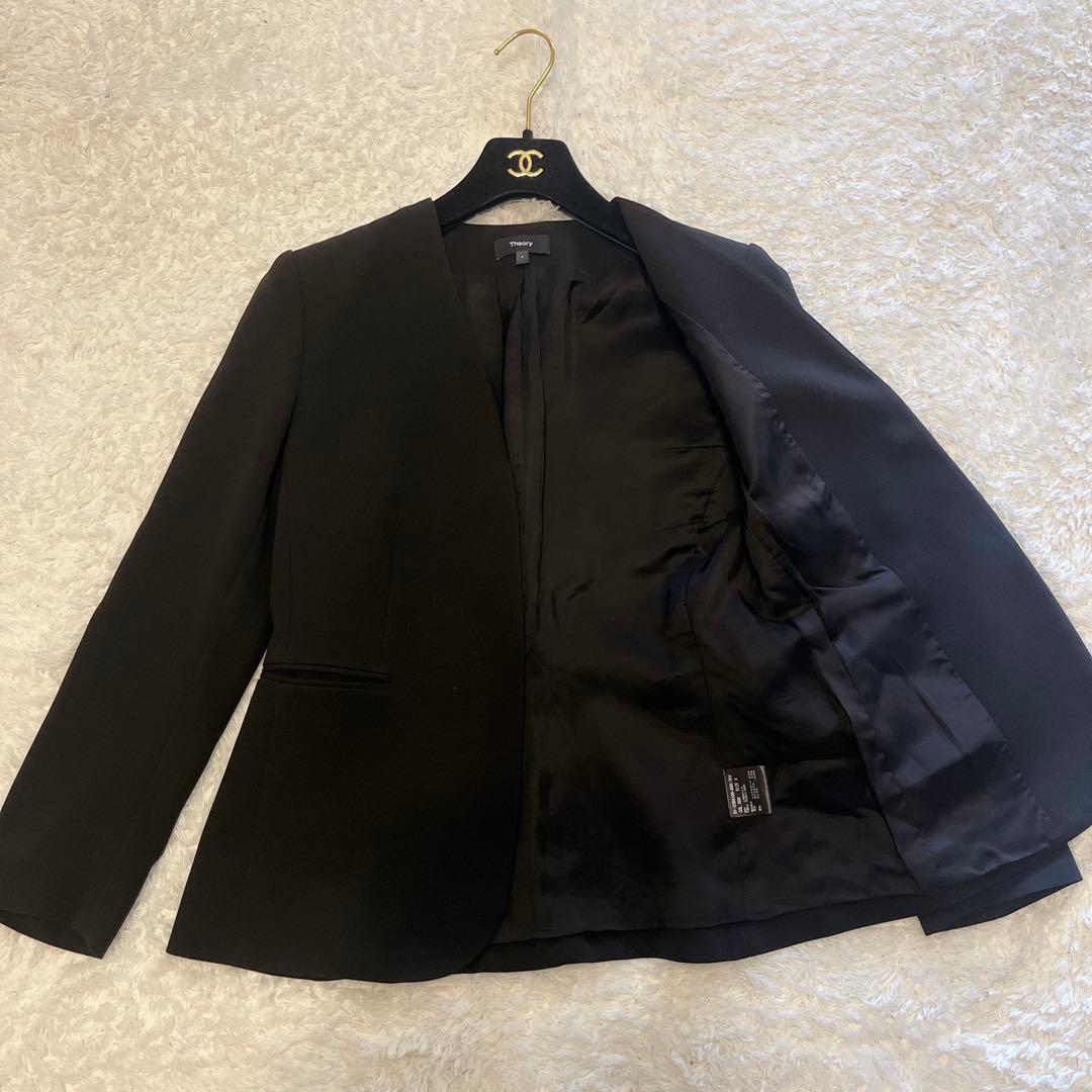 極美品 Theory ノーカラージャケット LINDRAYIA B スーツ 黒