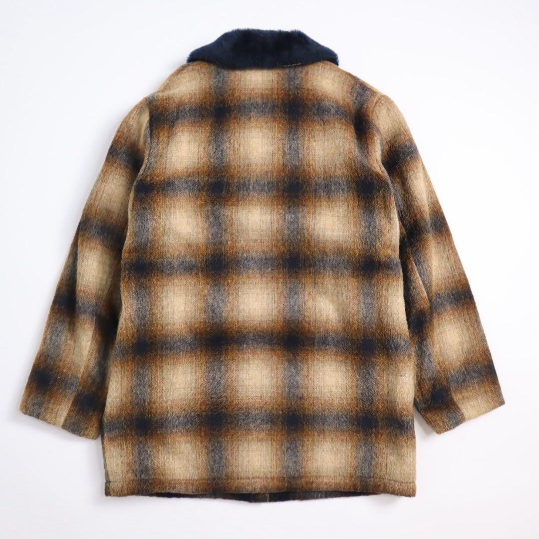 special 60s モヘア オンブレチェック ショール ギャングコート