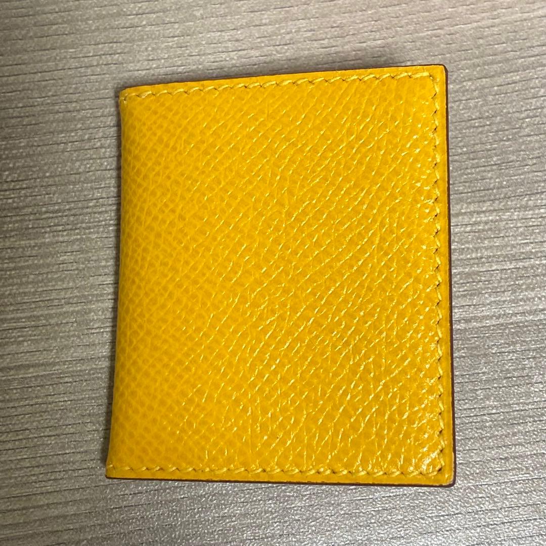 【HERMES】エルメス ミニフォトケース レザー イエロー　箱付