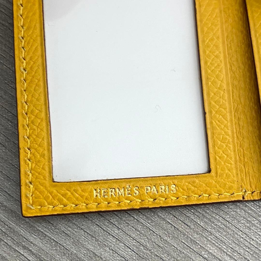 【HERMES】エルメス ミニフォトケース レザー イエロー　箱付