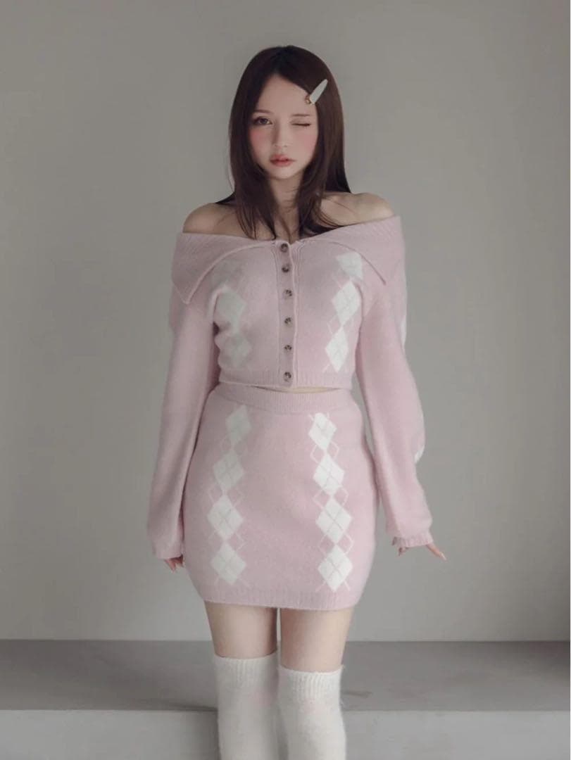 【andmary】 Dona argyle knit set up