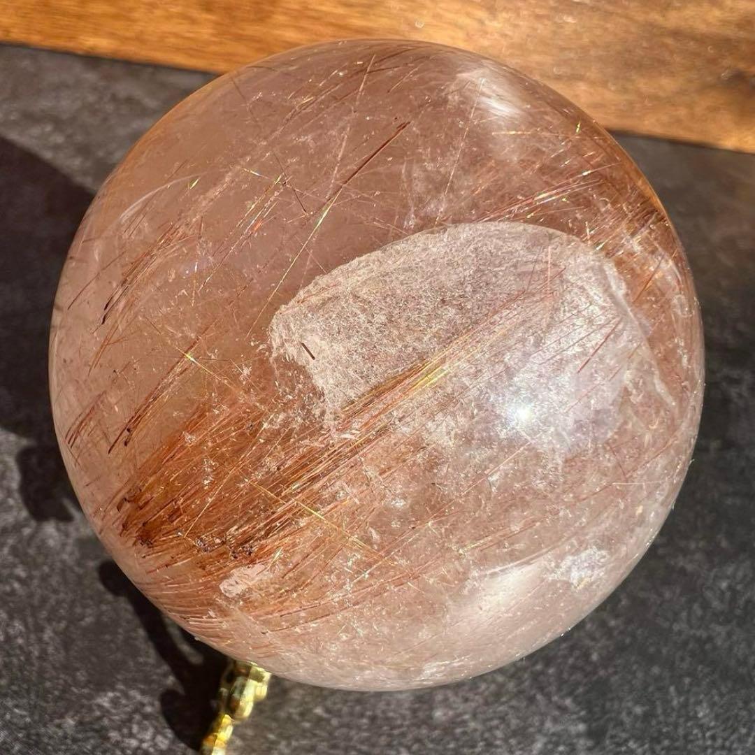 ☆超密集キラキラ☆虹入り ルチルクォーツ ルチルインクォーツ 丸玉 天然石 原石