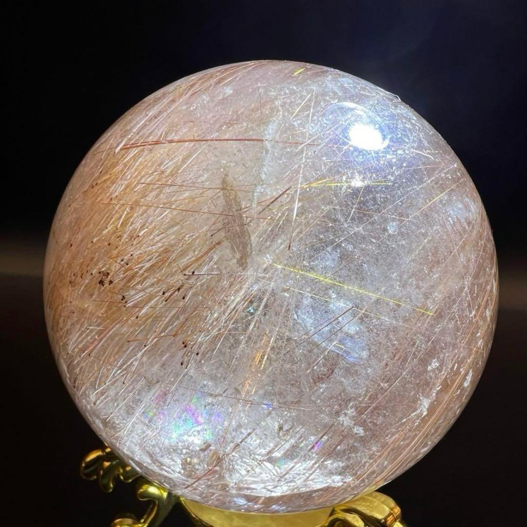 ☆超密集キラキラ☆虹入り ルチルクォーツ ルチルインクォーツ 丸玉 天然石 原石