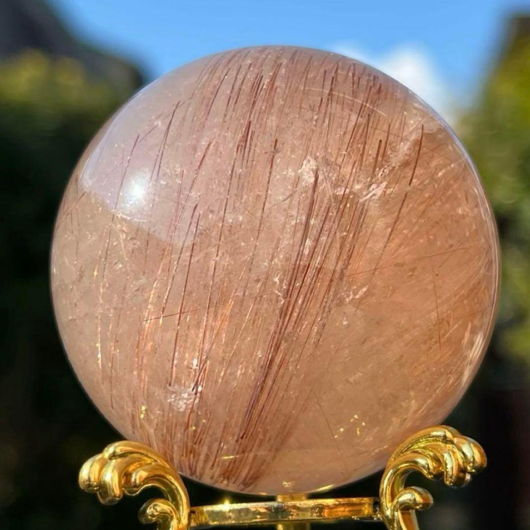 ☆超密集キラキラ☆虹入り ルチルクォーツ ルチルインクォーツ 丸玉 天然石 原石