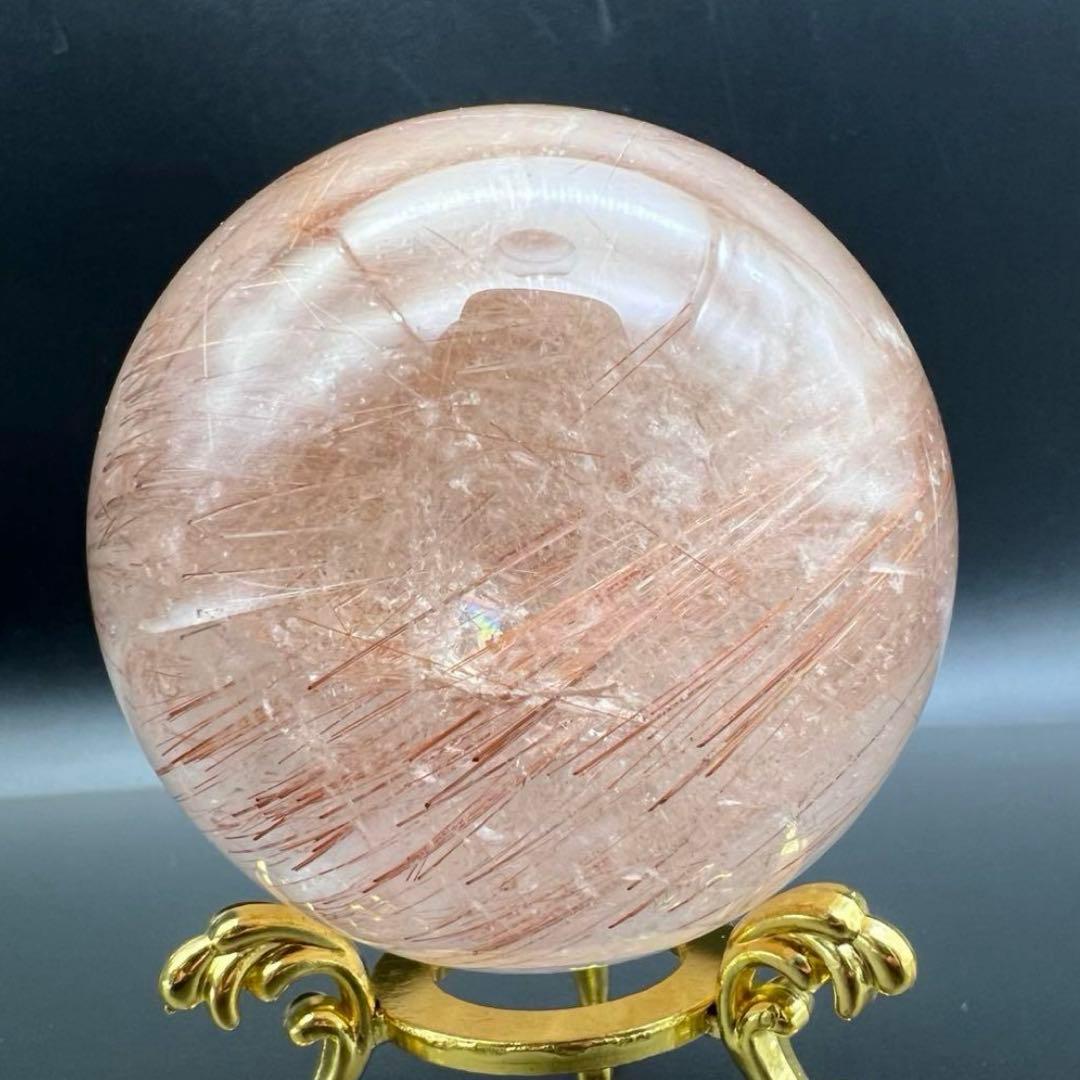 ☆超密集キラキラ☆虹入り ルチルクォーツ ルチルインクォーツ 丸玉 天然石 原石