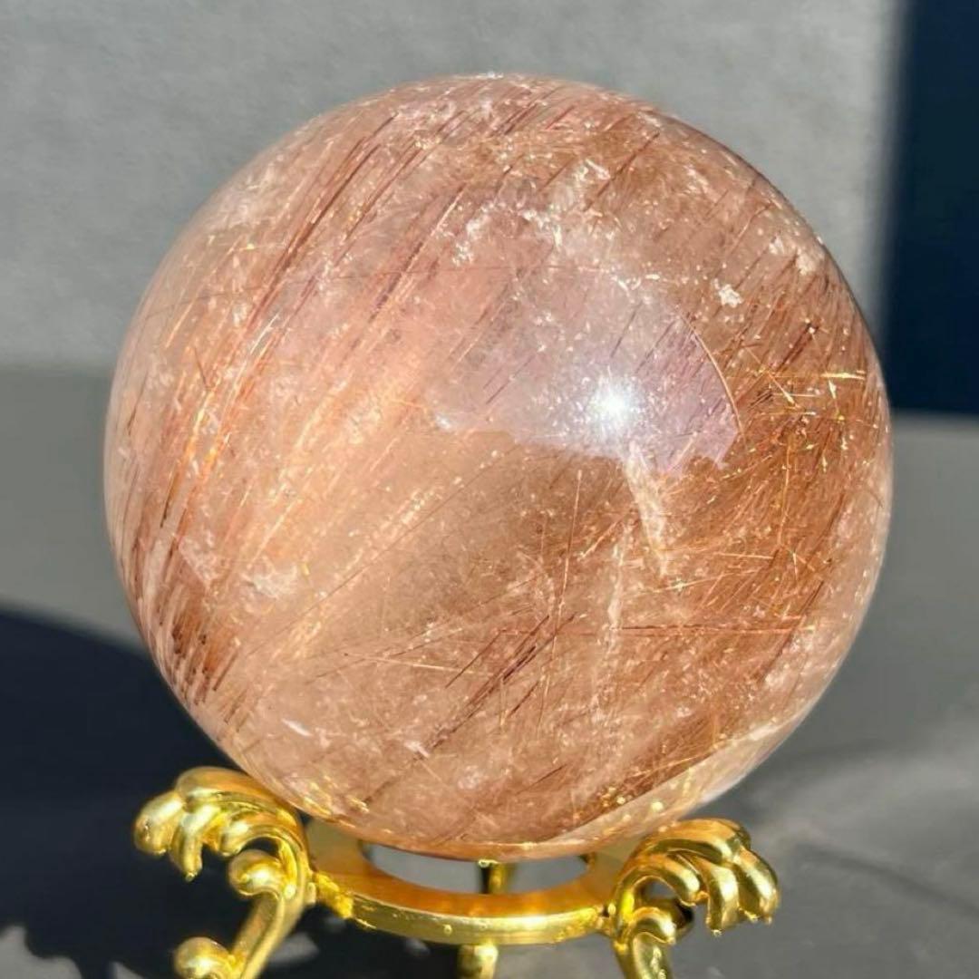 ☆超密集キラキラ☆虹入り ルチルクォーツ ルチルインクォーツ 丸玉 天然石 原石