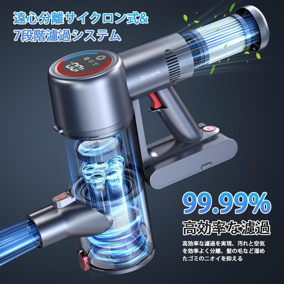 掃除機 コードレス　50Kpa強力吸引＆業界初65分連続稼働　サイクロン式
