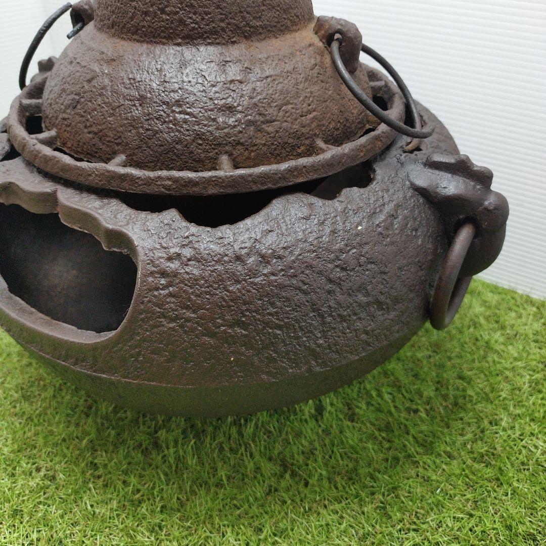 骨董品 南部鉄器 風炉 風炉釜 茶道具 煎茶道具 車軸釜 火鉢
