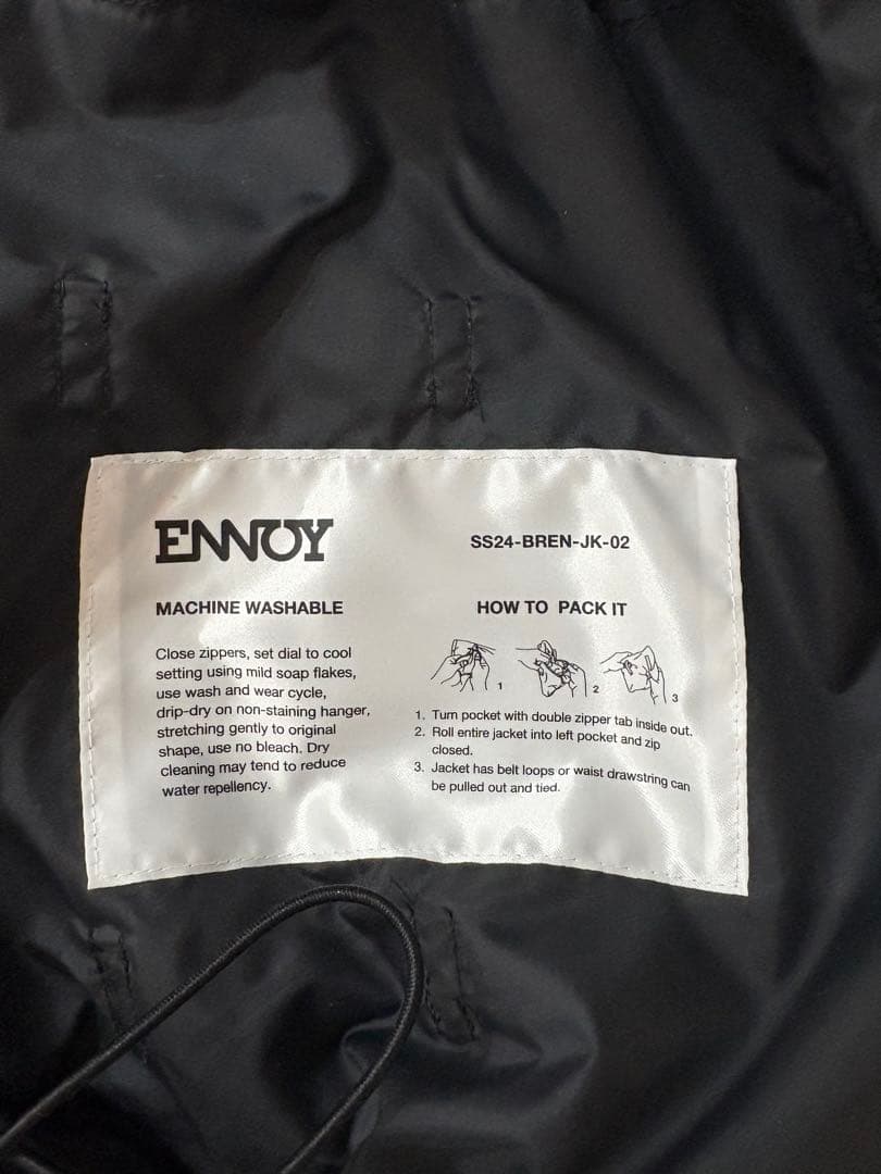 ennoy PACKABLE NYLON JACKET (BLACK) Sサイズ