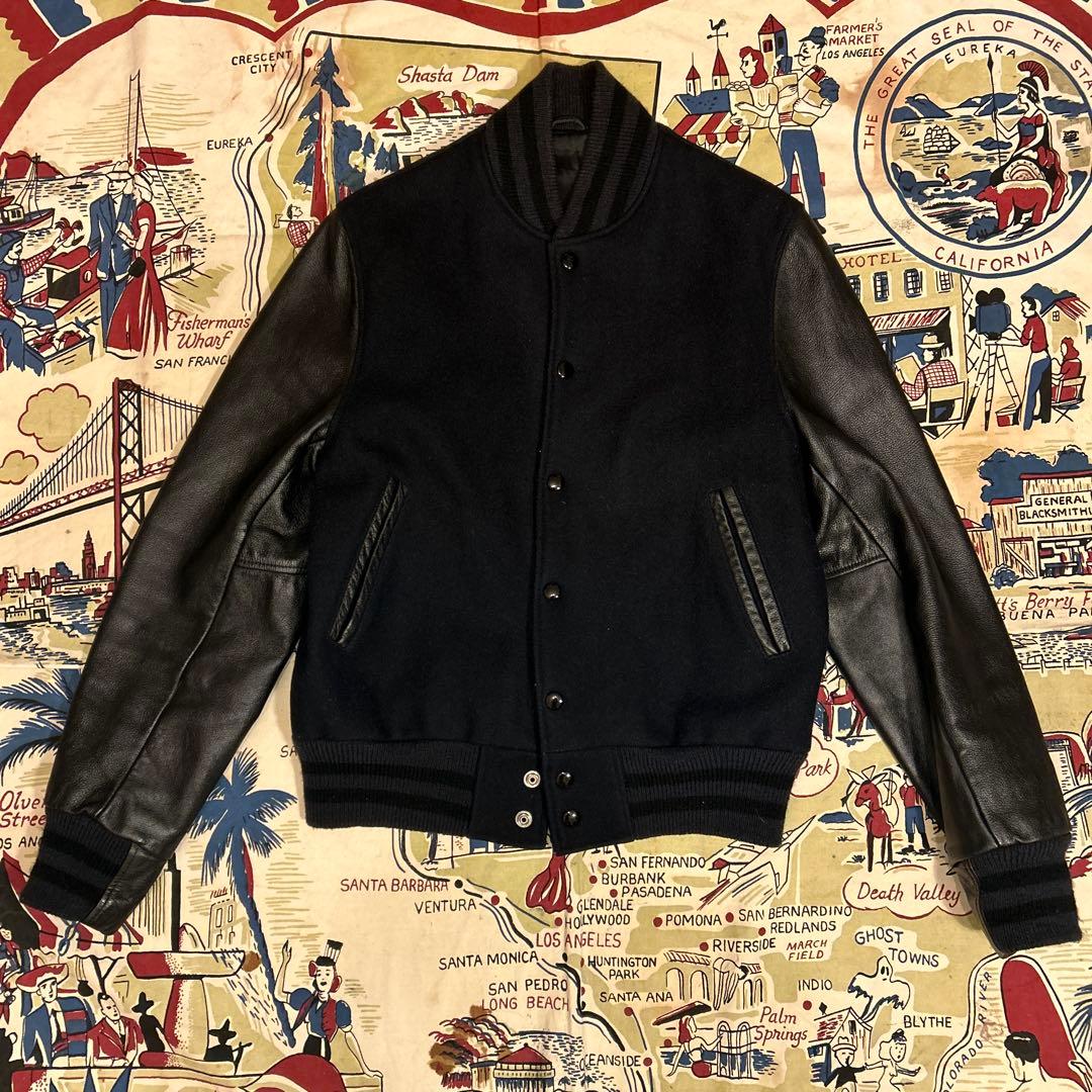 希少！GB SPORTS レザースタジャン ダークネイビー　USA製
