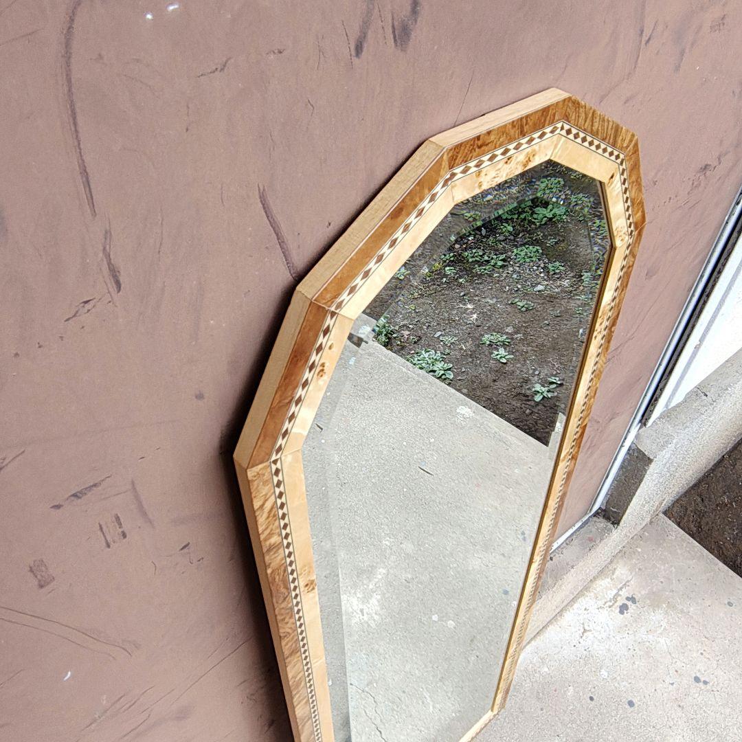 Italy【Wood Frame Mirror】木枠 象嵌 ウォールミラー