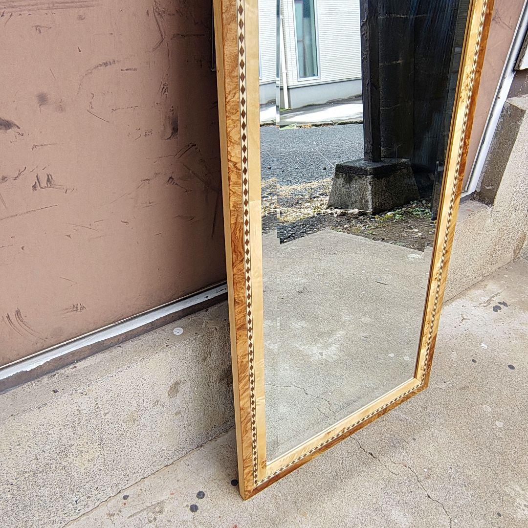 Italy【Wood Frame Mirror】木枠 象嵌 ウォールミラー