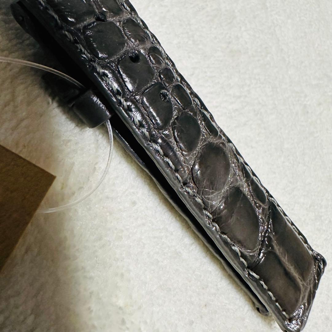 6536#18mm-16mmダークアッシュ★本物クロコダイル腕時計用ベルト