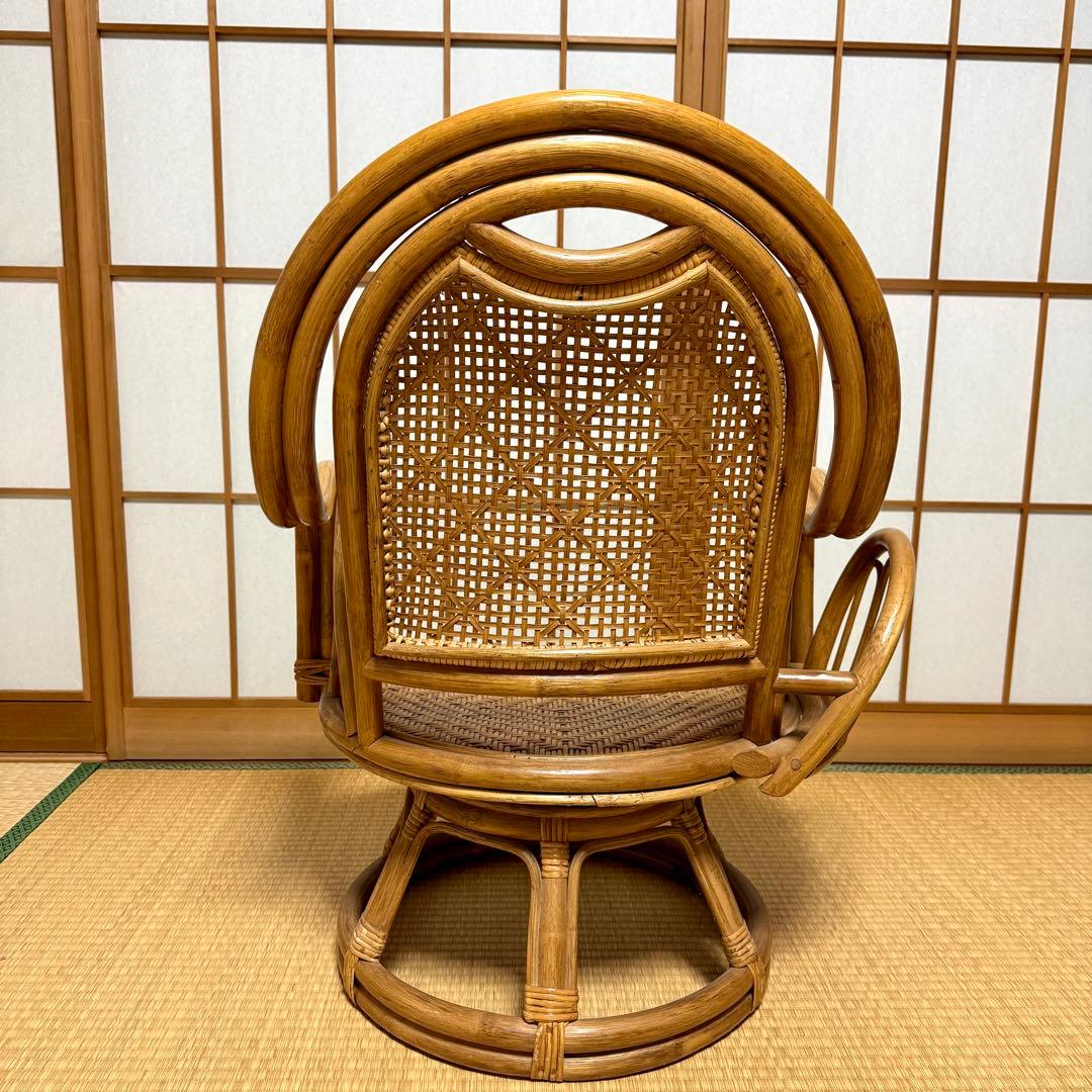 【送料無料】天然籐 ラタン製 360°回転座椅子