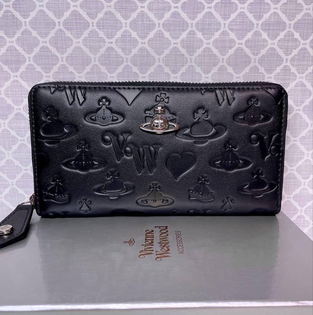 【内側に素敵な柄✩】Vivienne Westwood 長財布 マット黒