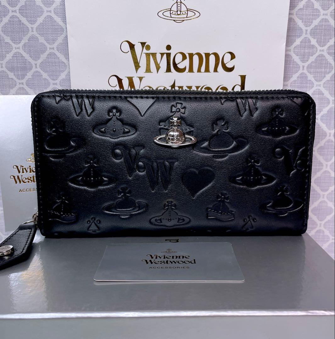 【内側に素敵な柄✩】Vivienne Westwood 長財布 マット黒