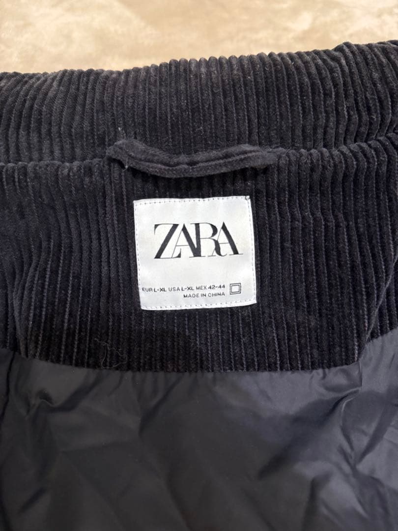 【Chfhrto1】ZARA コーデュロイ ダウンジャケット ブラック