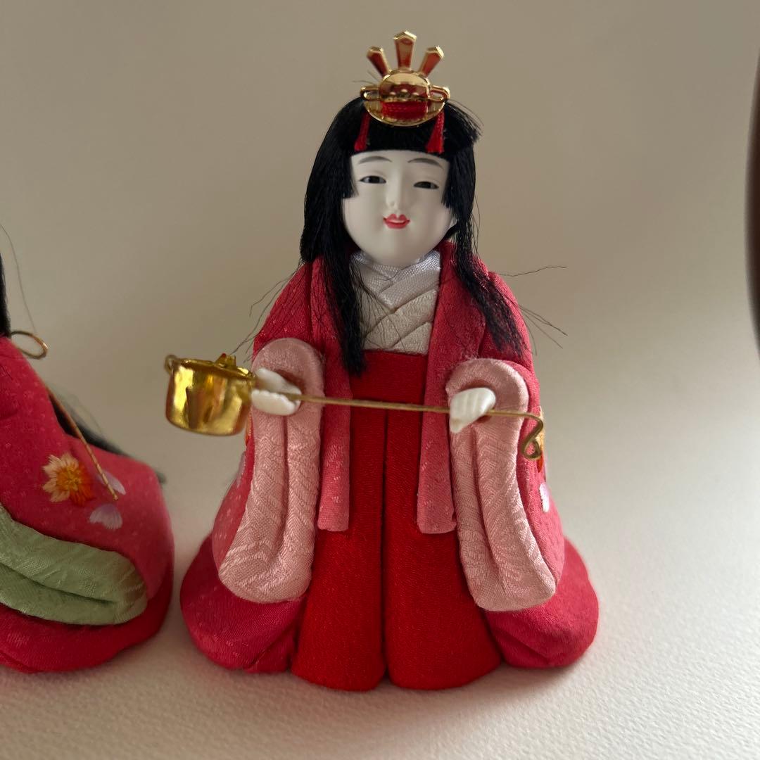 木目込み　雛人形　三人官女　ミニ　刺繍