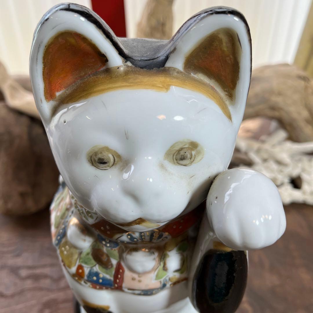 古瀬戸／招き猫／骨董／希少／縁起物／招き猫／アンティーク／ヴィンテージ