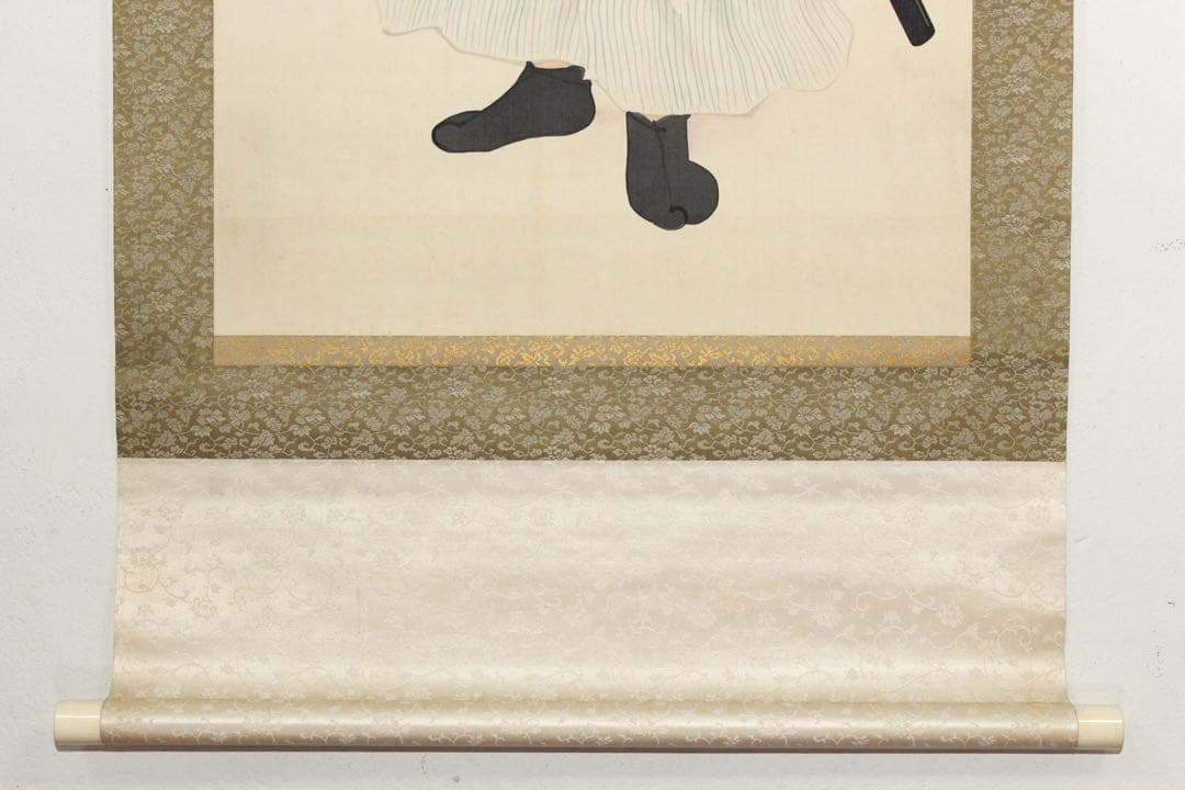 No5401 掛軸　公文菊仙　坂本龍馬像　画賛　絹本着色　合箱　肖像画　送料無料