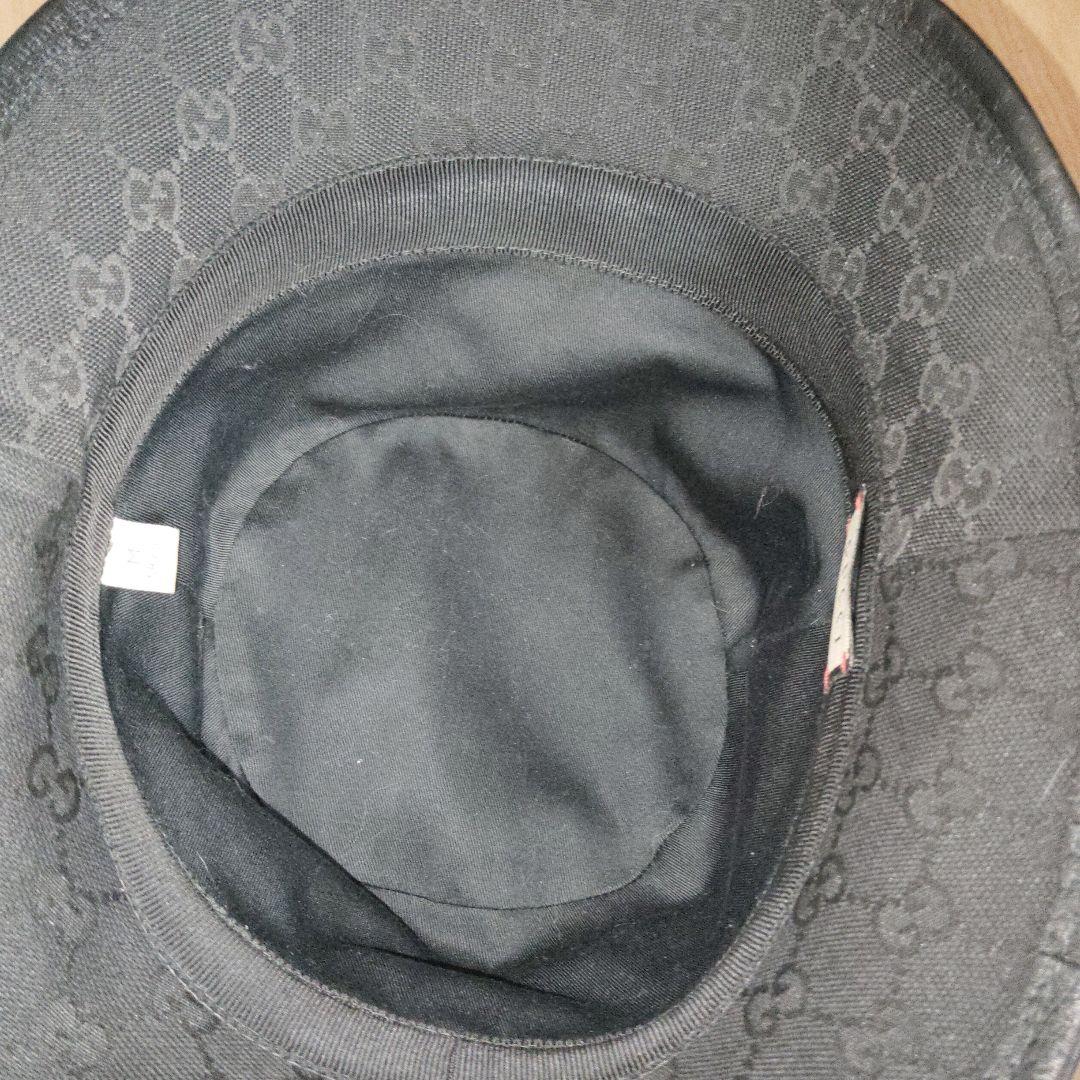 GUCCI ブラック GGパターン バケットハット一点物sizeM58センチ
